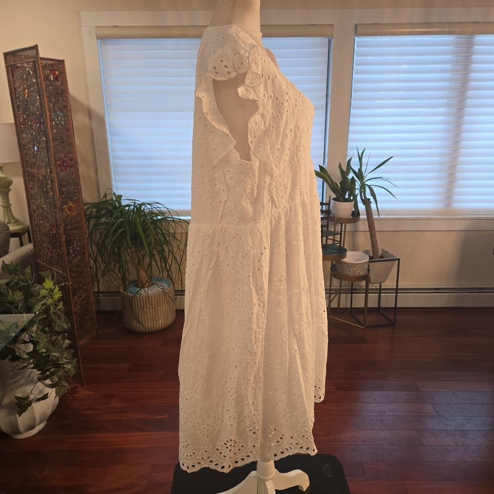 Amaryllis x Dani Austin White Cotton Eyelet Keyhole Balletcore Fairy Dress 1X - Picture 8 of 15